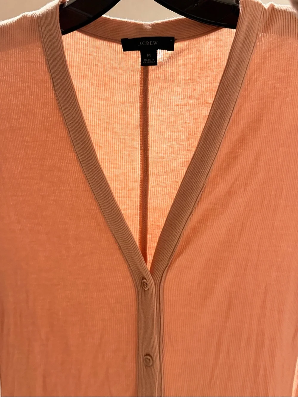 J crew Neutral Peach Ribbed button-front knit dress Long sleeves #423